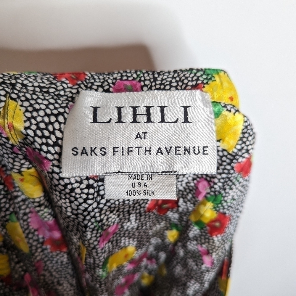 Saks Fifth Ave Skirt by LIHLI Floral Print 100% Silk - Picture 7 of 10